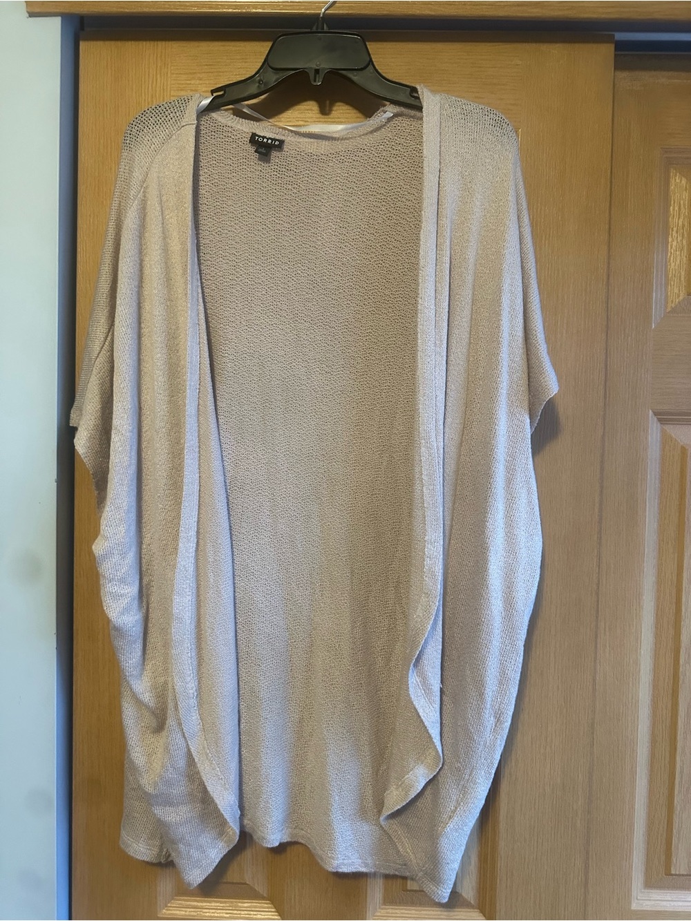 torrid Neutral Taupe Open-Front Draped Knit Cardigan
